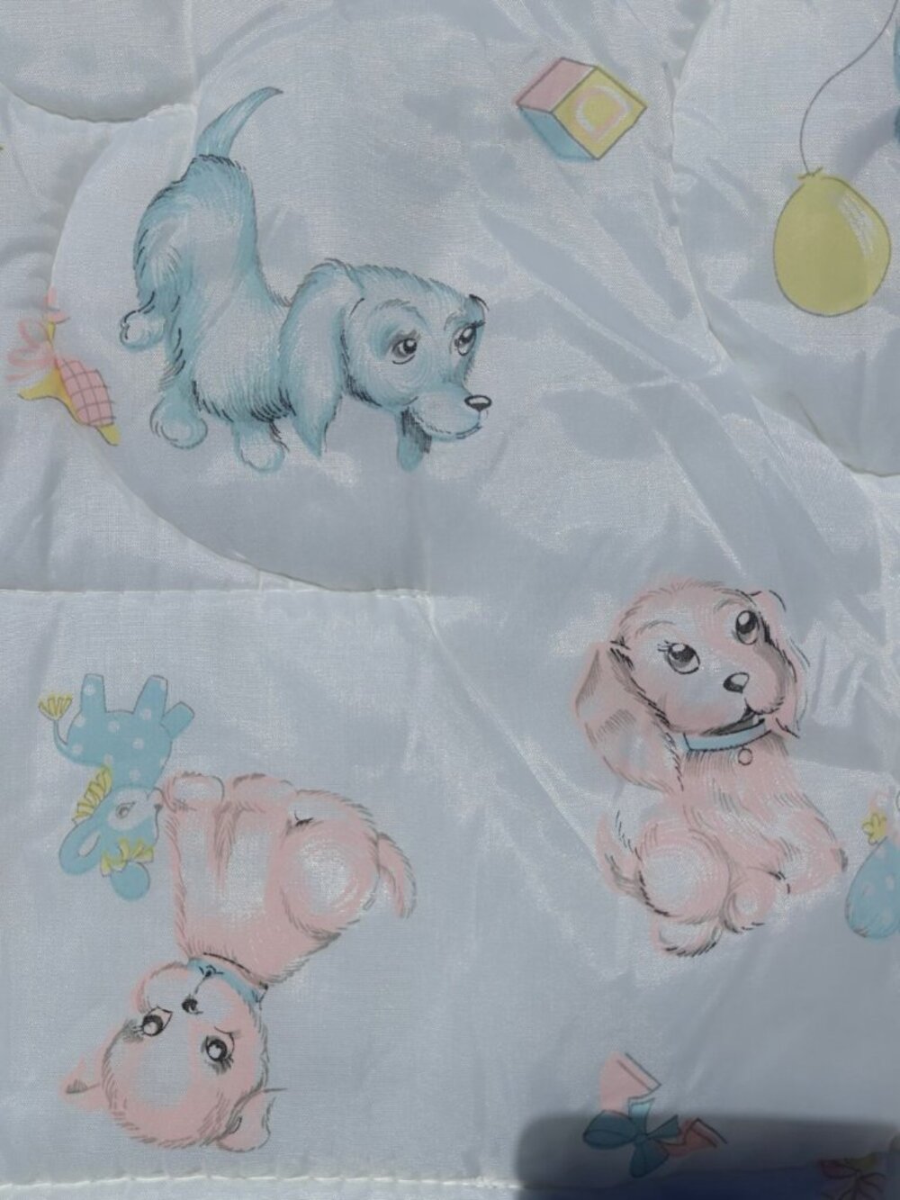 Vintage Wamsutta Convertible Baby Comforter Nylon Puppy Print Barclay-Freitag - Picture 6 of 9